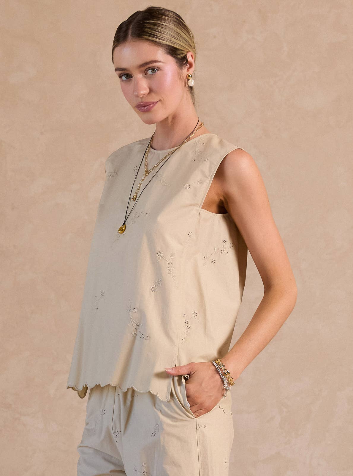 Floral Embroidered Sleeveless Top