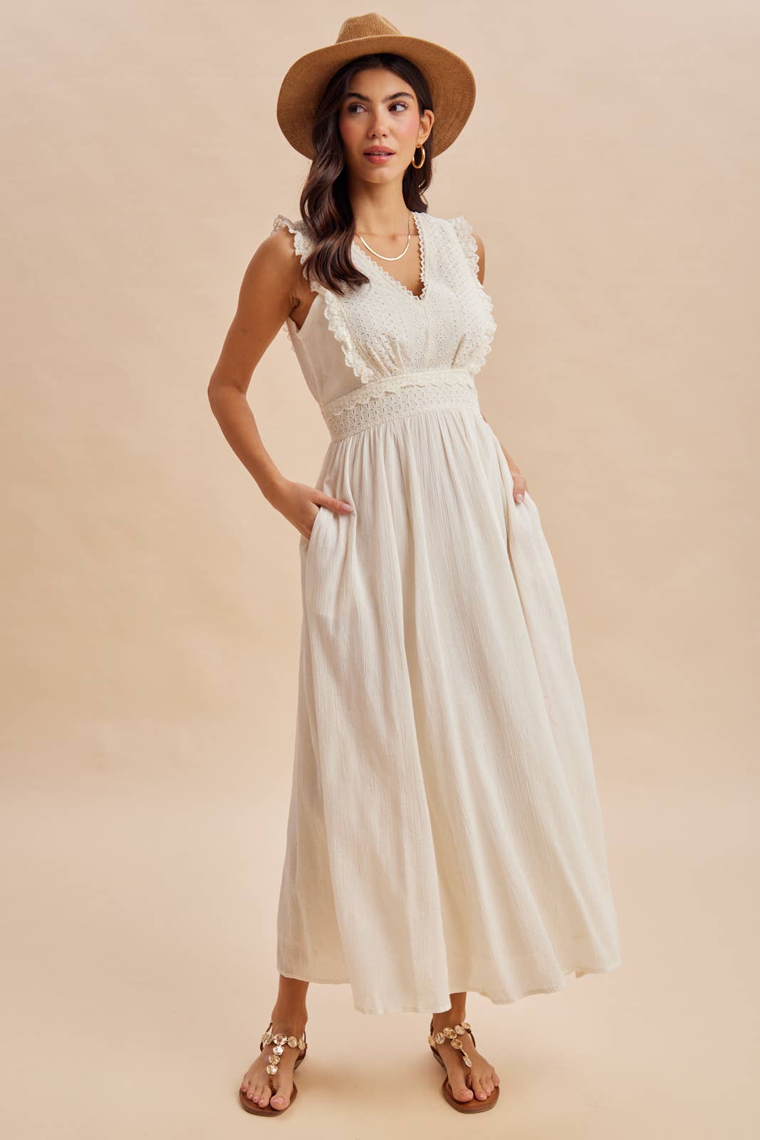 EYELET LACE MAXI DRESS