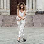 Linen Crop Top Ana White - Summer Sleeveless Linen Blouse