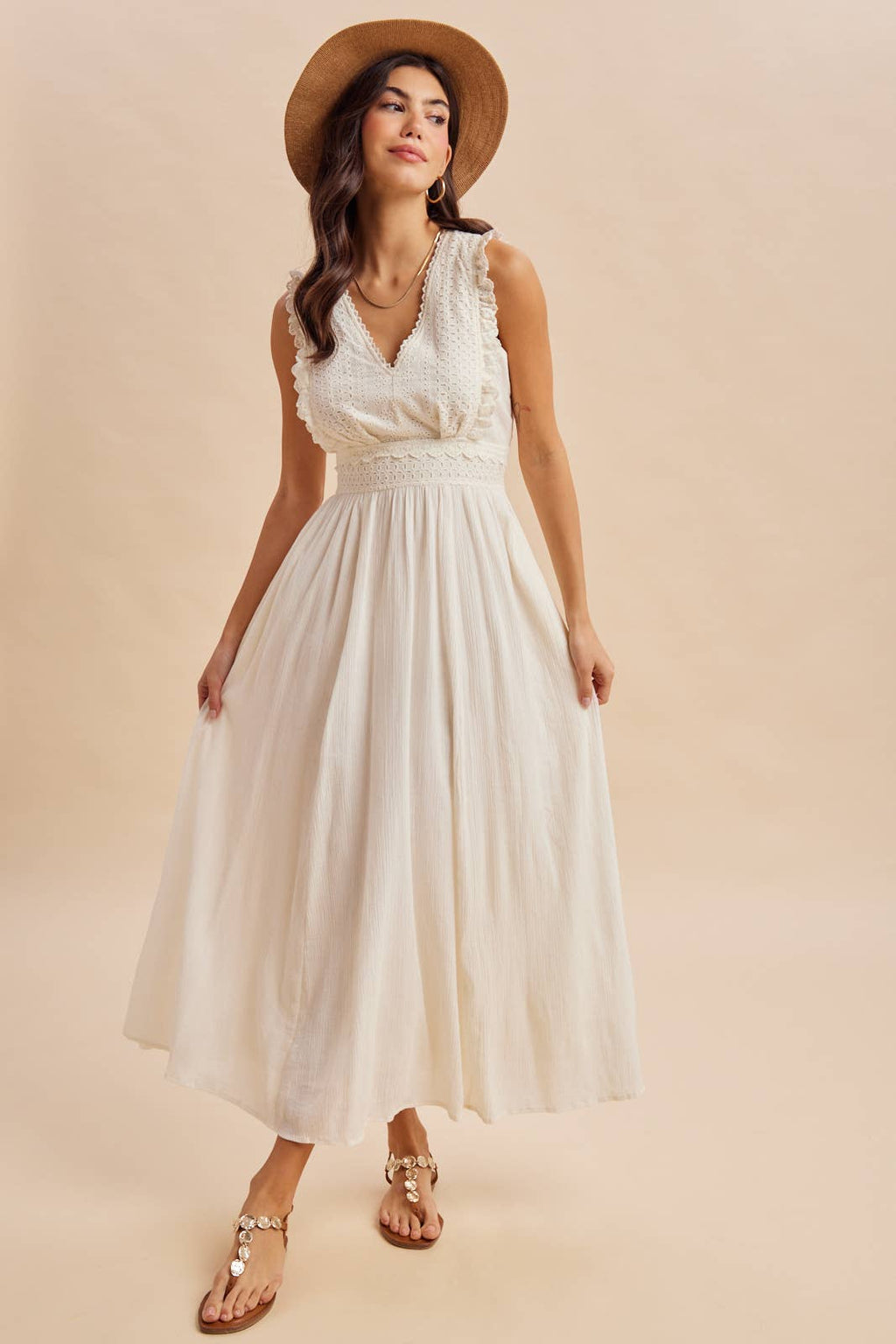 EYELET LACE MAXI DRESS