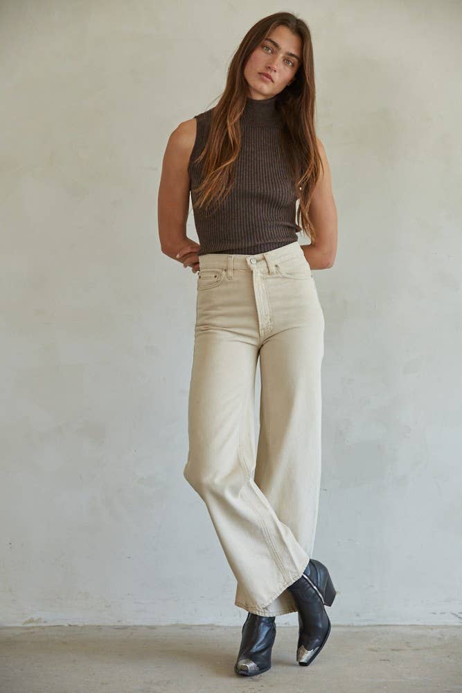 Knit Turtleneck Sleeveless Pullover Top