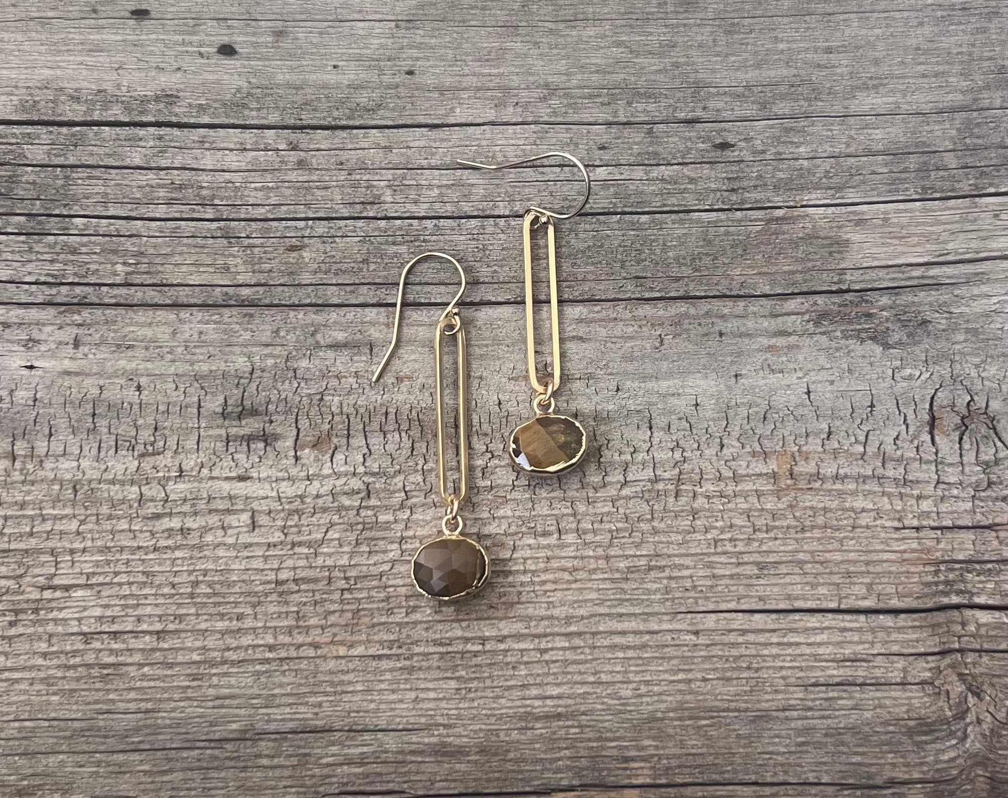 Tiger’s Eye Link Earrings