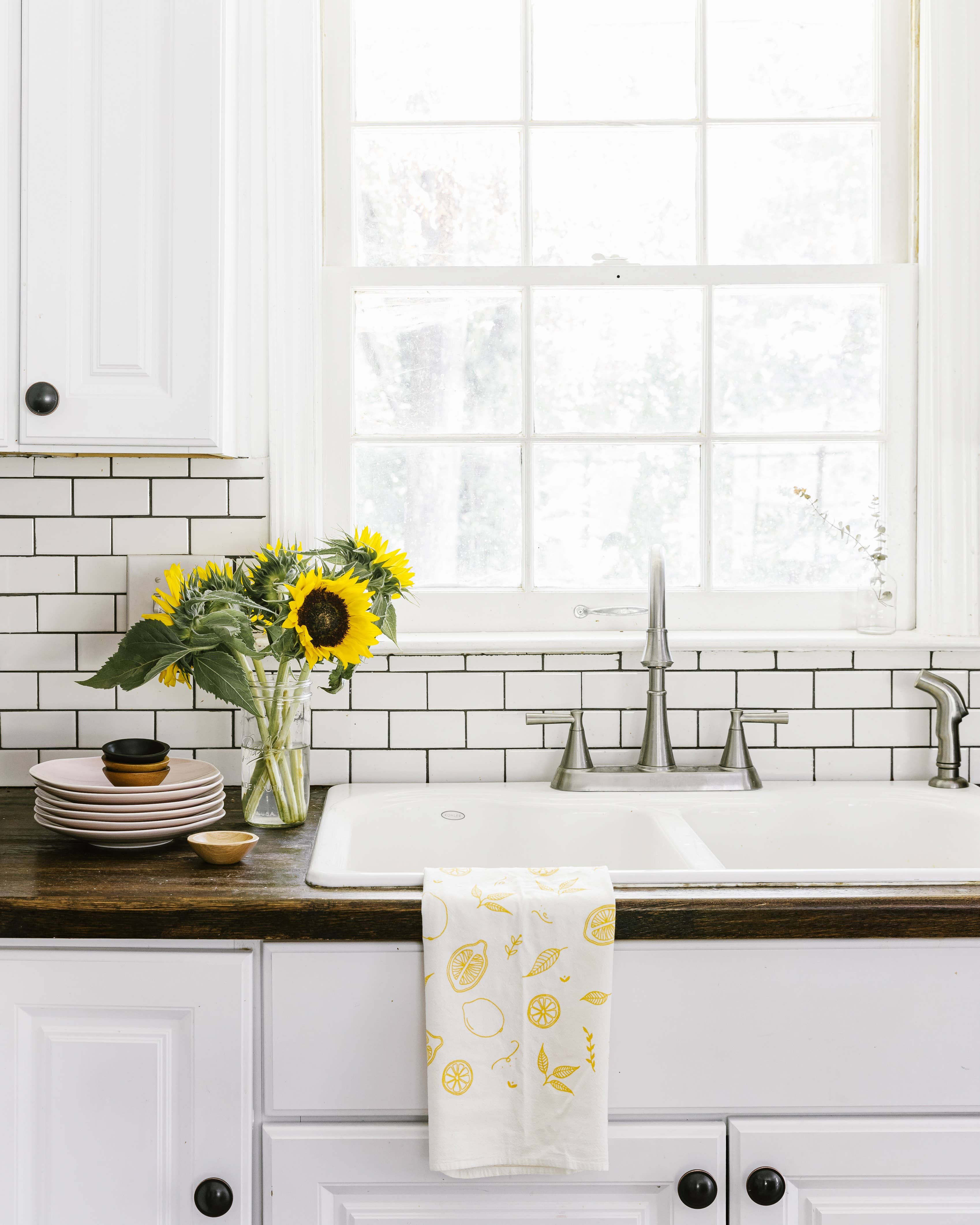 Tea Towel, Flour Sack, Citrus / Yellow