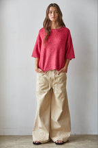 Knit Sweater Short Sleeve Boxy Pullover Top