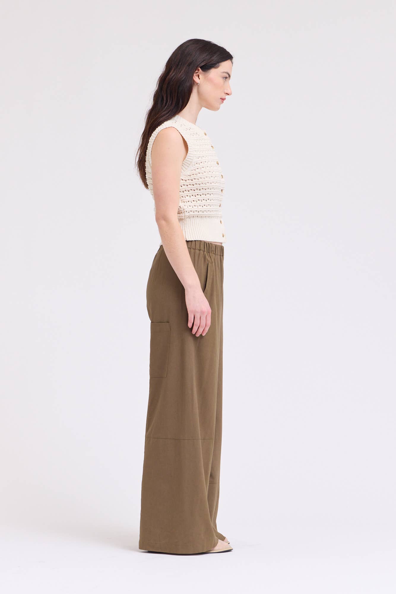 Texture Knitted Button Up Top
