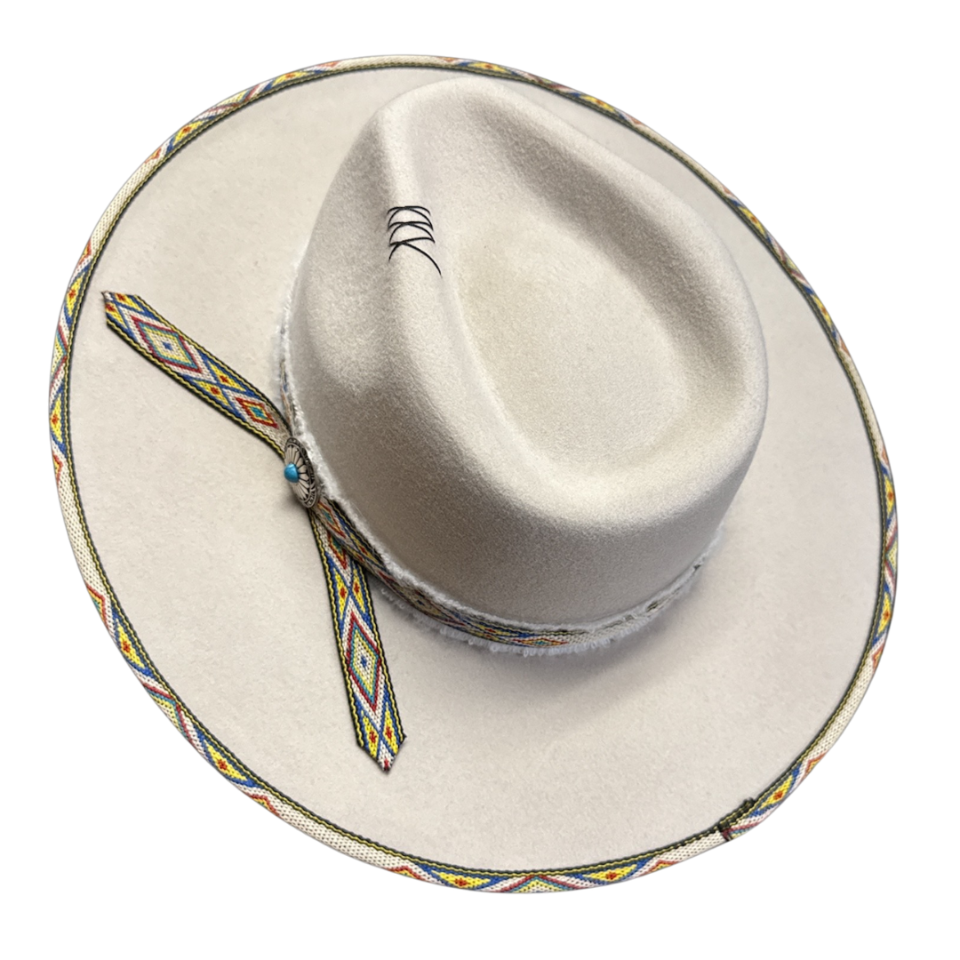 New 100% Wool Felt Flat Brim Fedora Hat - Style Lakota