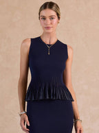Sleeveless Sweater Sheer Peplum Tank Top