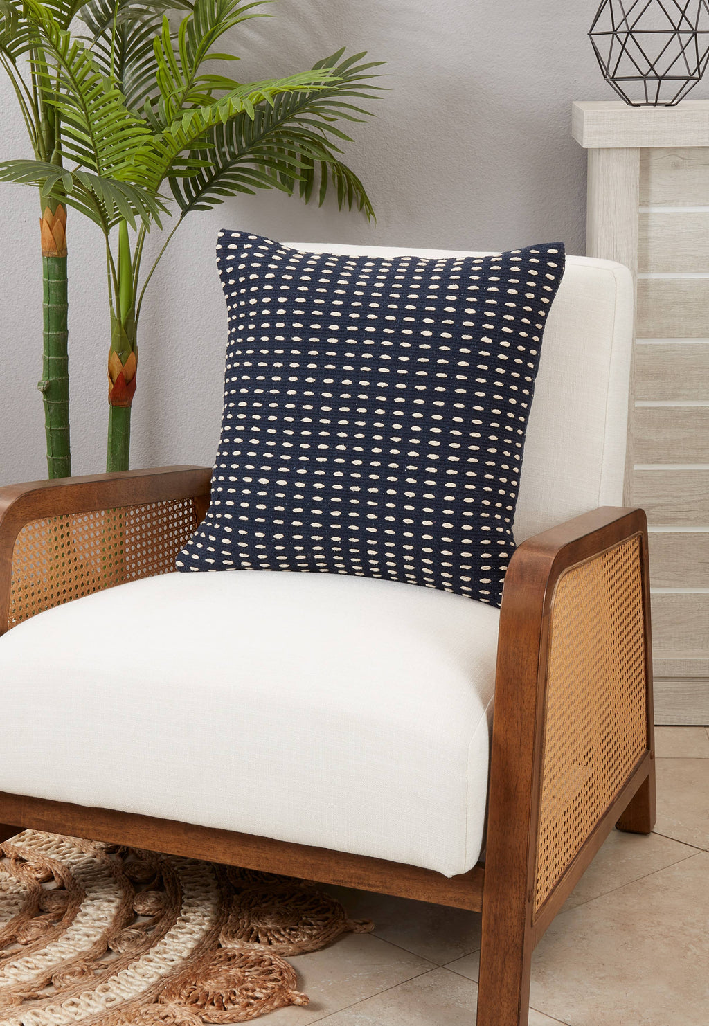 Geometric Glam Dashed Woven Throw Pillow