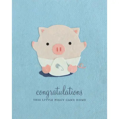 Little Piggy Congrats Blank Greeting Card