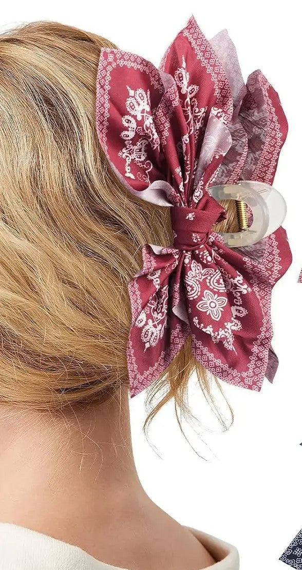 Bandana Bow Claw Hair Clip